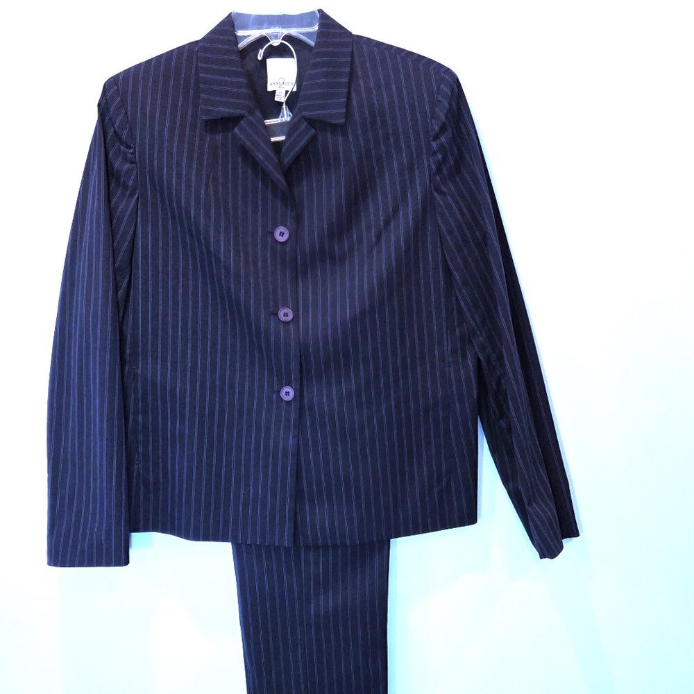 Anne Klein 2 Navy PinStripe Suit Jacket & Trousers Set
